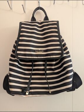kate spade Black and White Striped Backpack
